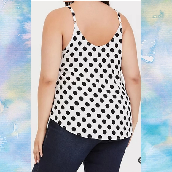 SOLD-Torrid Ava Polka Dot Stretch Challis Cami Top - Picture 3 of 10